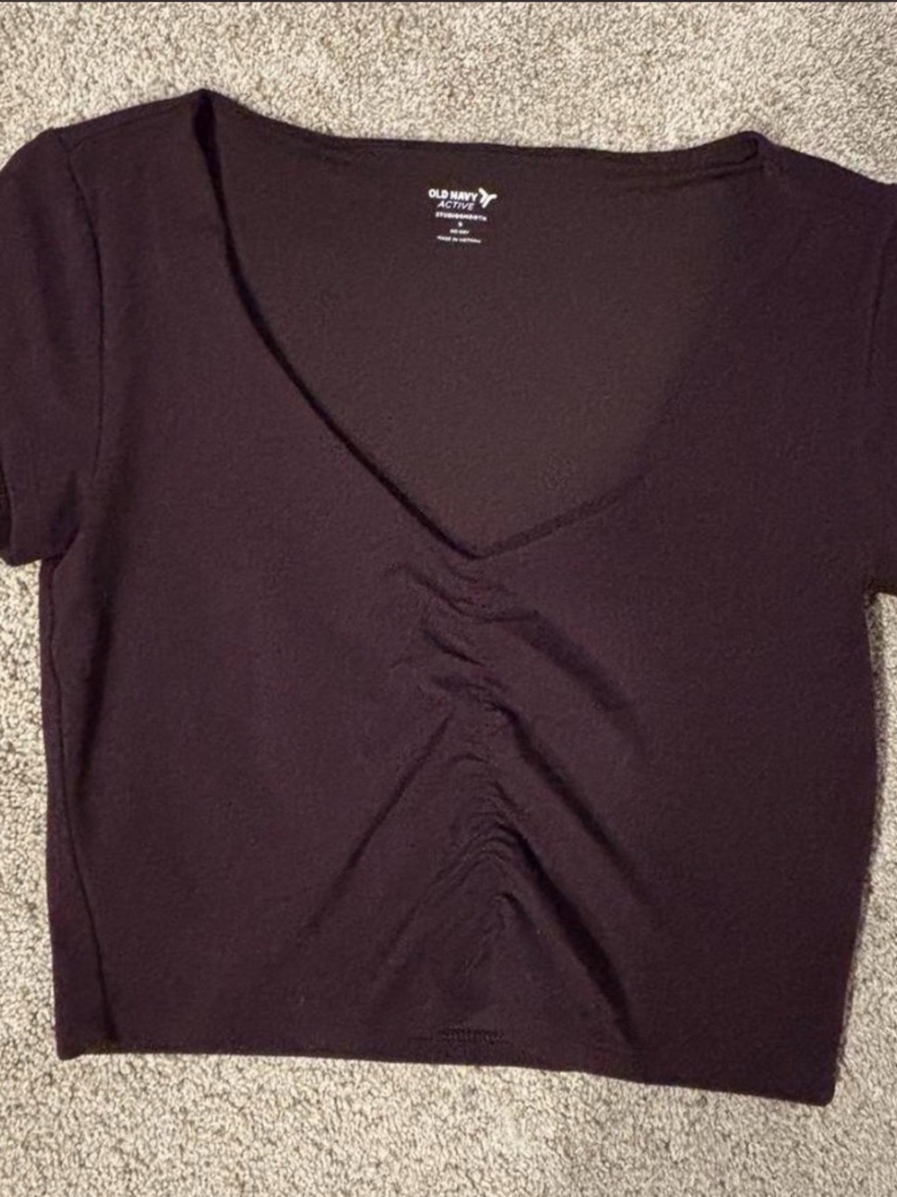Old Navy Black Ruched V-Neck Crop Top